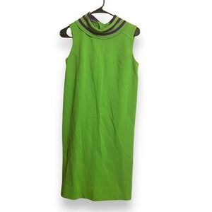 Vintage Green and Purple Slouch Turtleneck Shift Dress (Handmade)